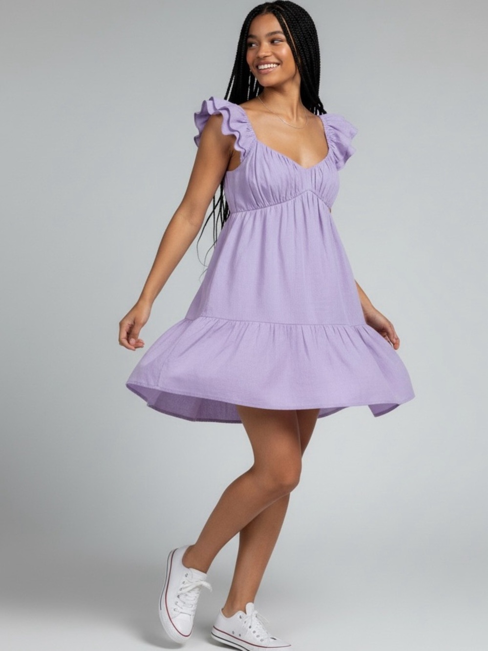 Abercrombie & Fitch Ruched Mini Dress SZ M Tall Lavender Coquette Fairycore NWT